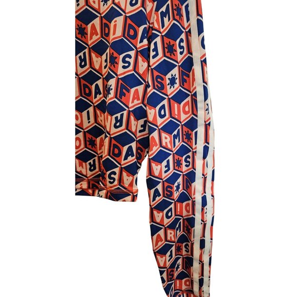 Adidas x Farm Rio Crop Long Sleeve Train Shirt Blue Red Kaleidoscope Size M NWT - Picture 10 of 13